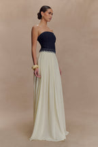Suella Chiffon Denim Maxi Dress in Indigo Blue – Chic&Drifts