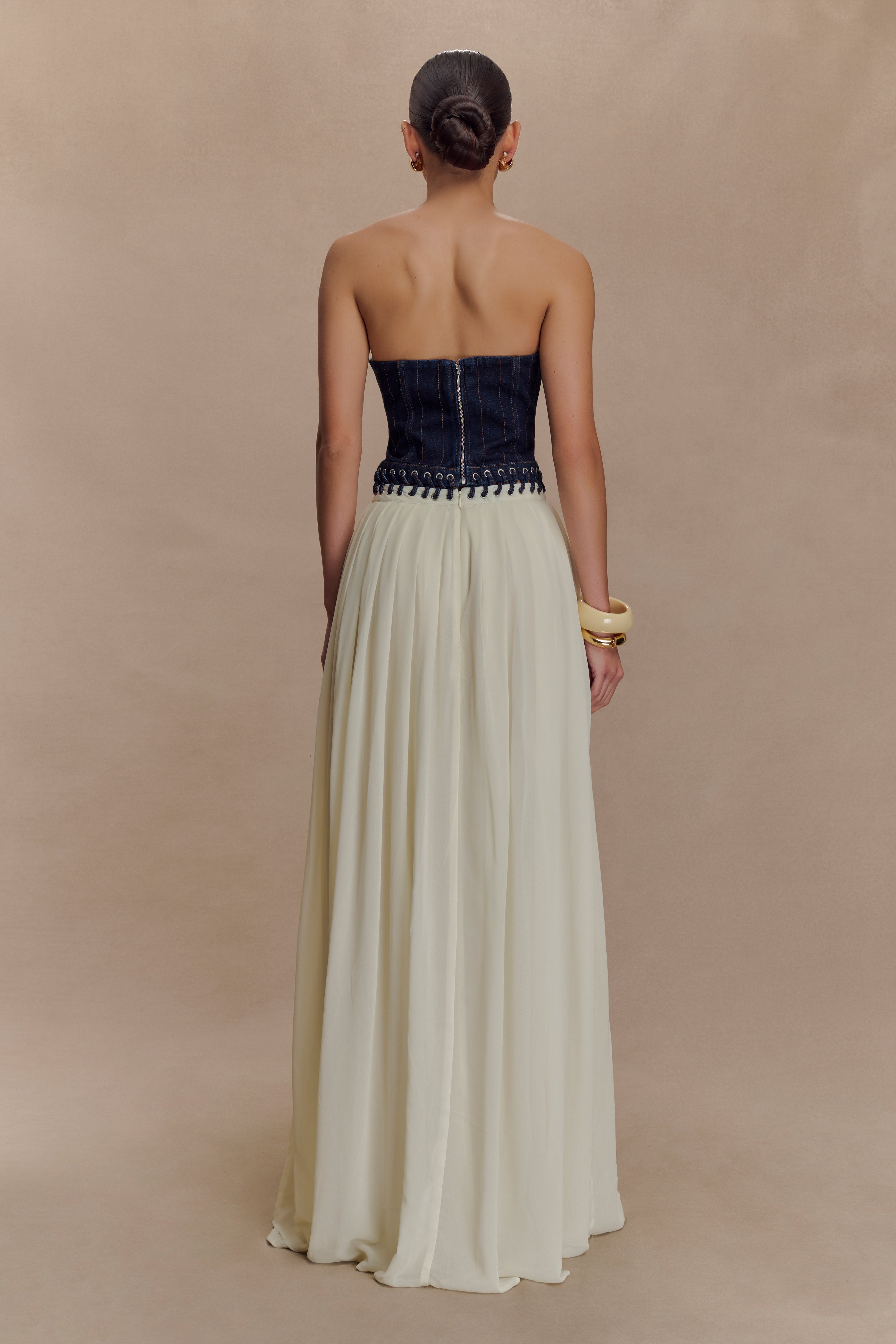 Suella Chiffon Denim Maxi Dress in Indigo Blue – Chic&Drifts
