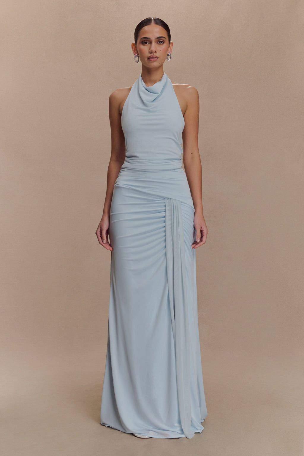 Calandra Slinky Halter Top With Hardware in Pale Blue – Chic&Drifts