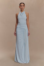Calandra Slinky Halter Top With Hardware in Pale Blue – Chic&Drifts