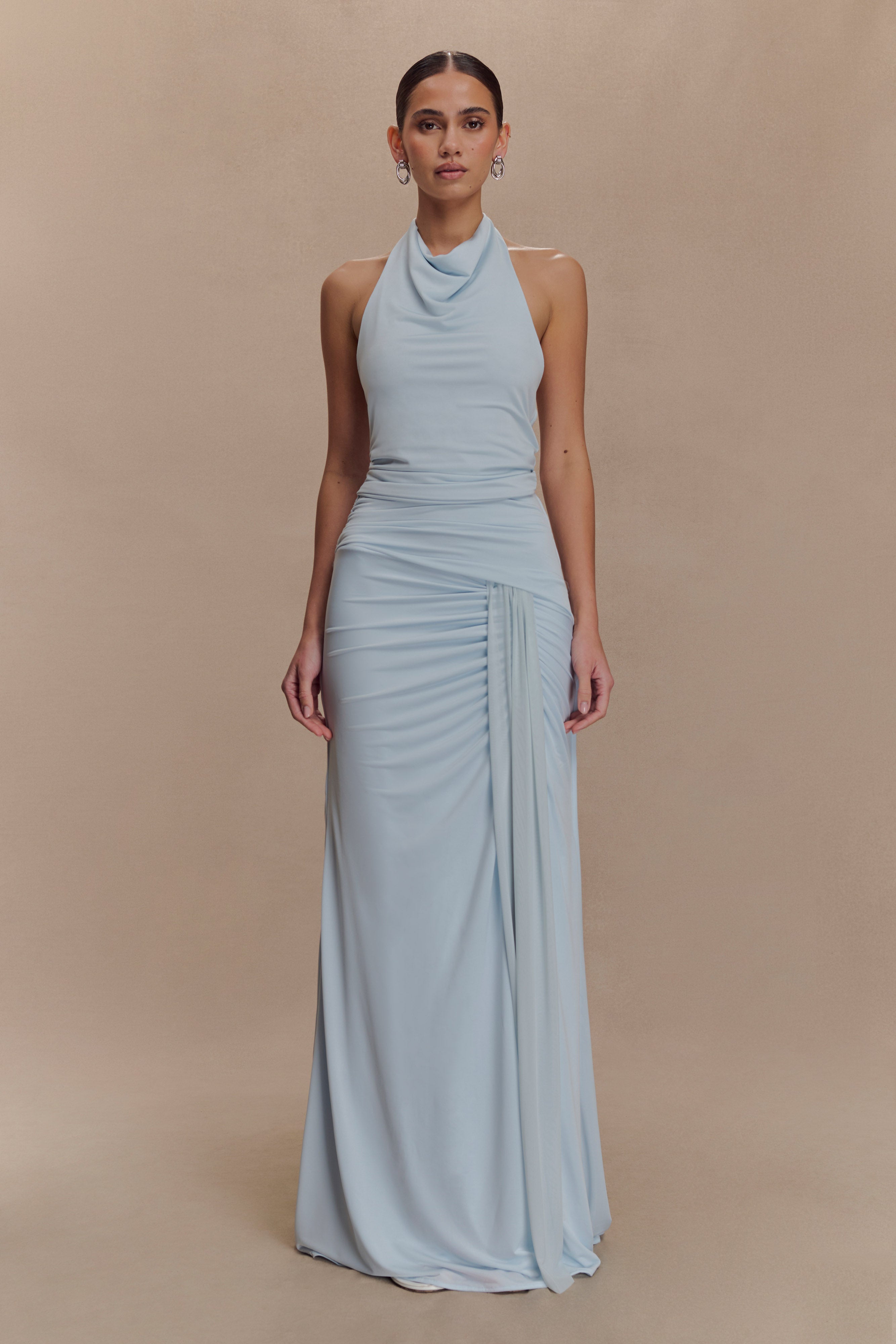 Calandra Slinky Halter Top With Hardware in Pale Blue – Chic&Drifts