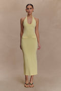 Ovina Halter Neck Knit Midi Dress in Lemon – Chic&Drifts