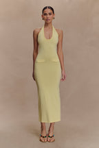 Ovina Halter Neck Knit Midi Dress in Lemon – Chic&Drifts