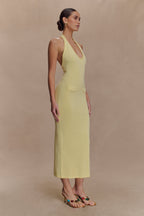 Ovina Halter Neck Knit Midi Dress in Lemon – Chic&Drifts