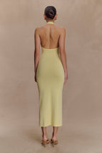 Ovina Halter Neck Knit Midi Dress in Lemon – Chic&Drifts