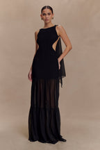 Haille Knit Chiffon Maxi Dress in Black – Chic&Drifts