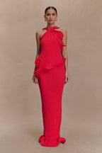 Caprice Halter Knit Maxi Dress in Red – Chic&Drifts