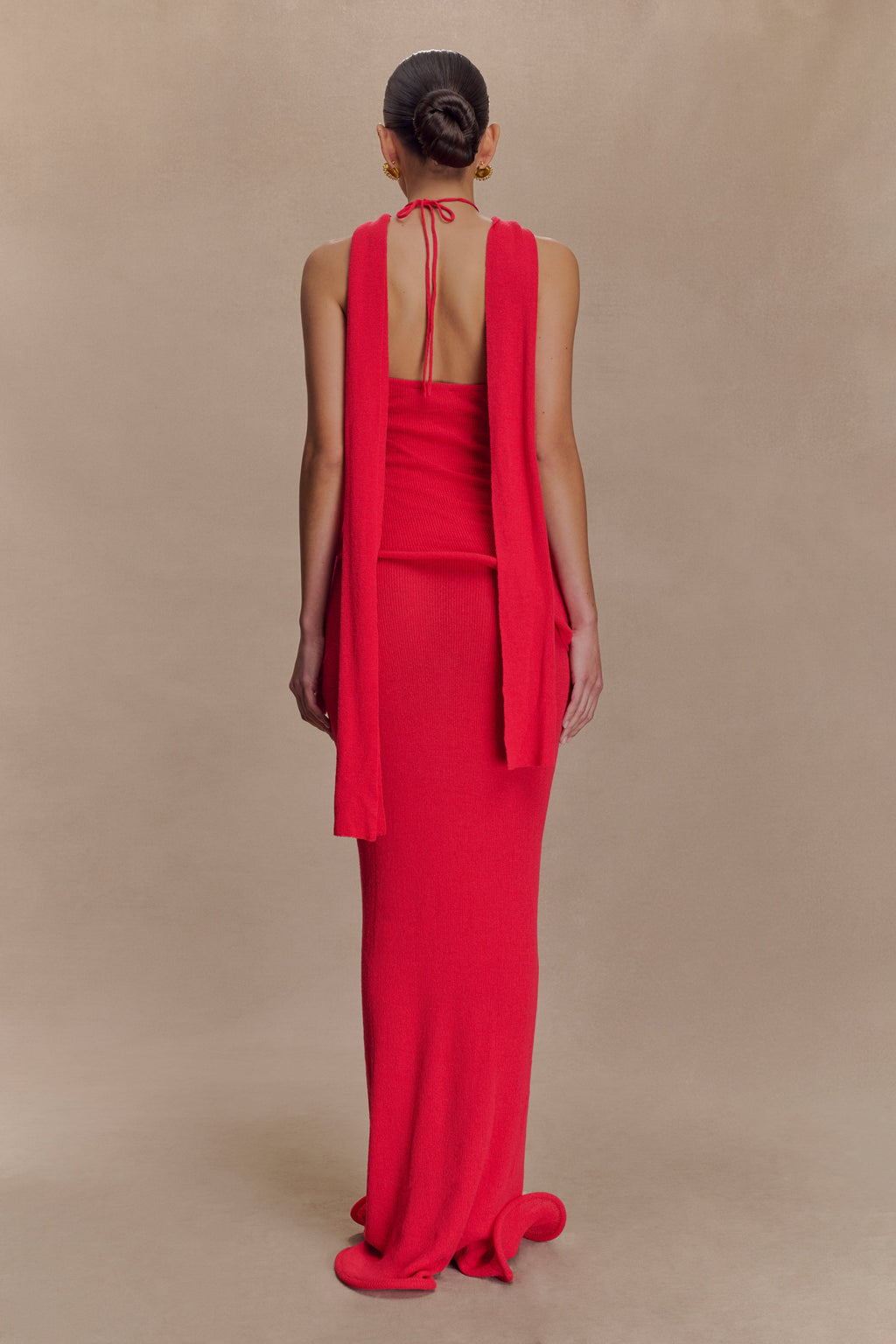 Caprice Halter Knit Maxi Dress in Red – Chic&Drifts