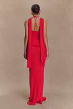 Caprice Halter Knit Maxi Dress in Red – Chic&Drifts