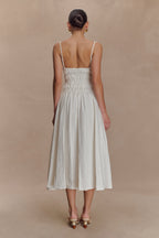 Elias Shirred Cotton Midi Dress in White – Chic&Drifts