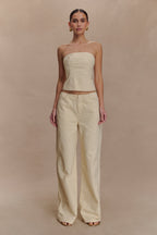 Ebony Embroidered Denim Corset in Cream – Chic&Drifts