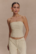 Ebony Embroidered Denim Corset in Cream – Chic&Drifts