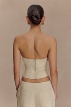 Ebony Embroidered Denim Corset in Cream – Chic&Drifts