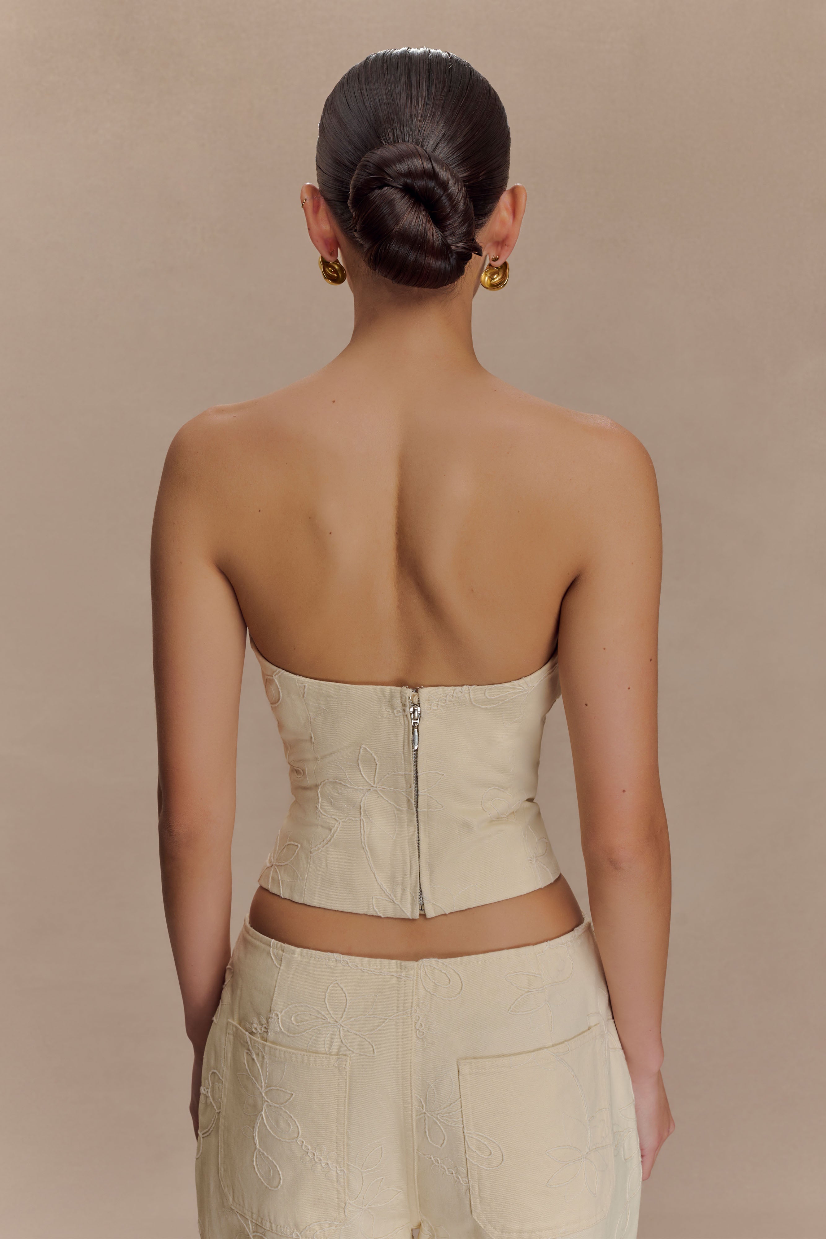 Ebony Embroidered Denim Corset in Cream – Chic&Drifts