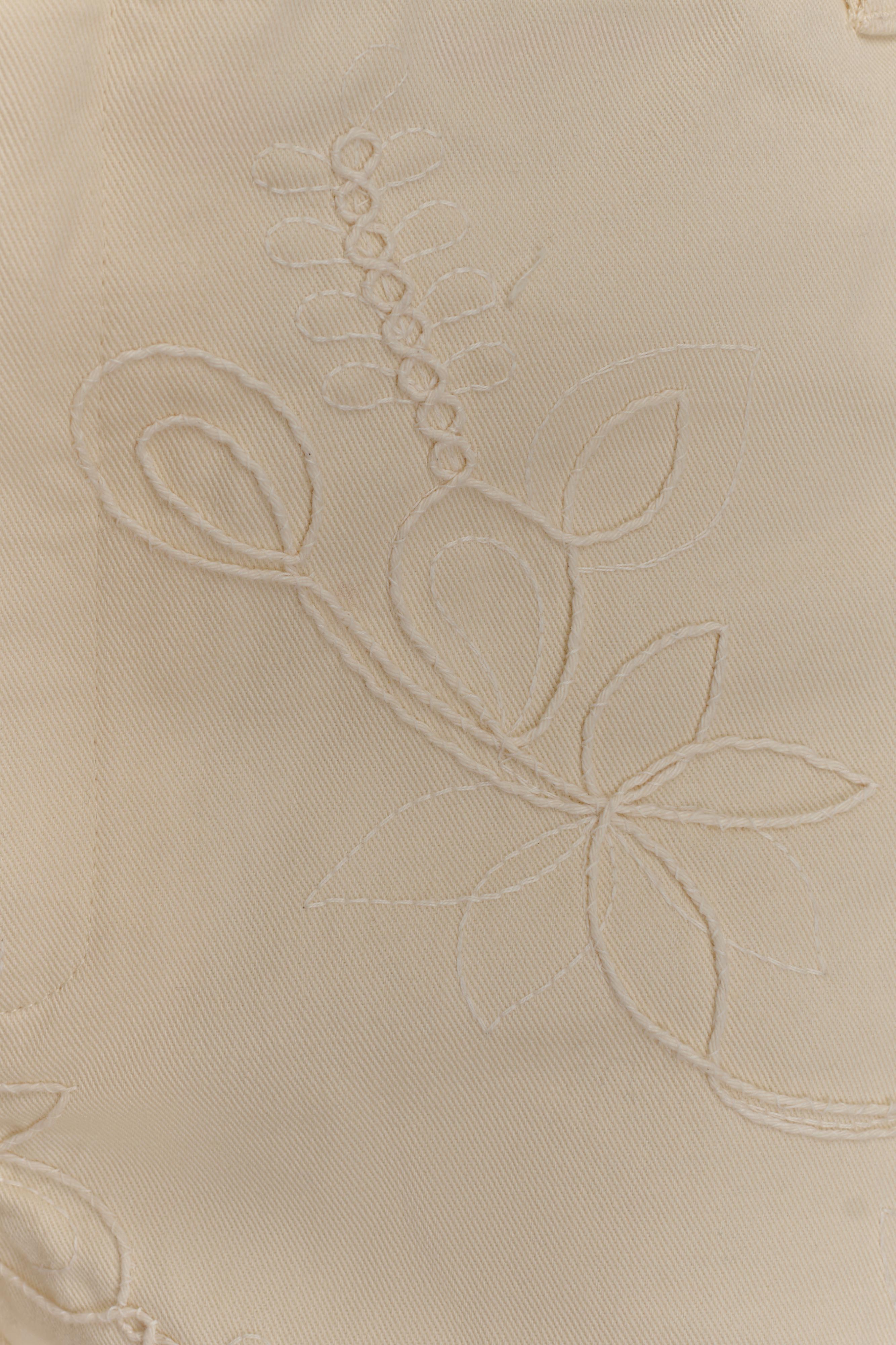 Ebony Embroidered Denim Corset in Cream – Chic&Drifts