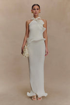 Caprice Halter Knit Maxi Dress in White – Chic&Drifts