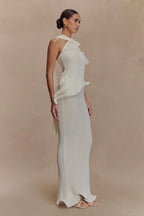 Caprice Halter Knit Maxi Dress in White – Chic&Drifts