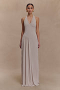Yelena Ruched Halter Maxi Dress