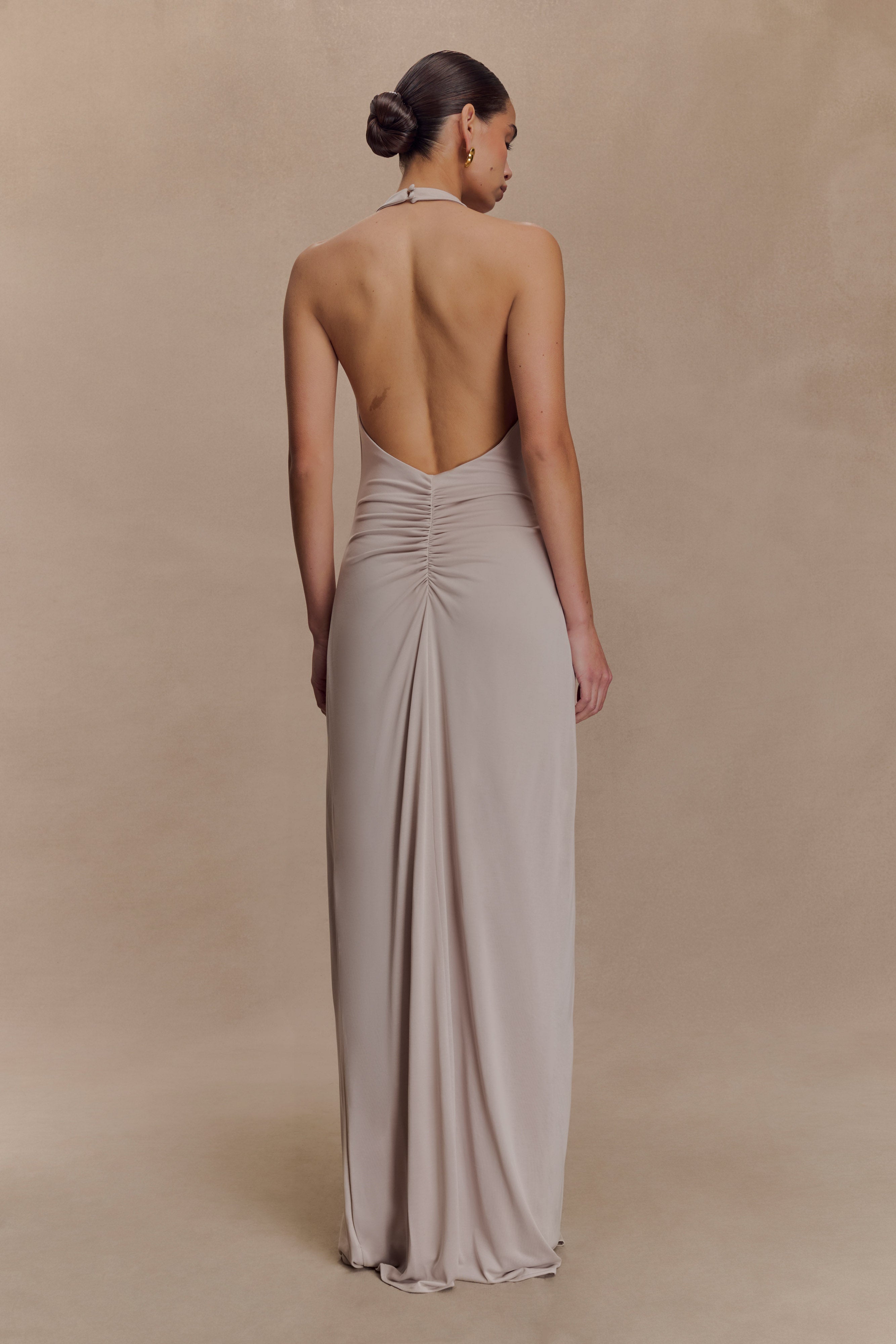 Yelena Ruched Halter Maxi Dress