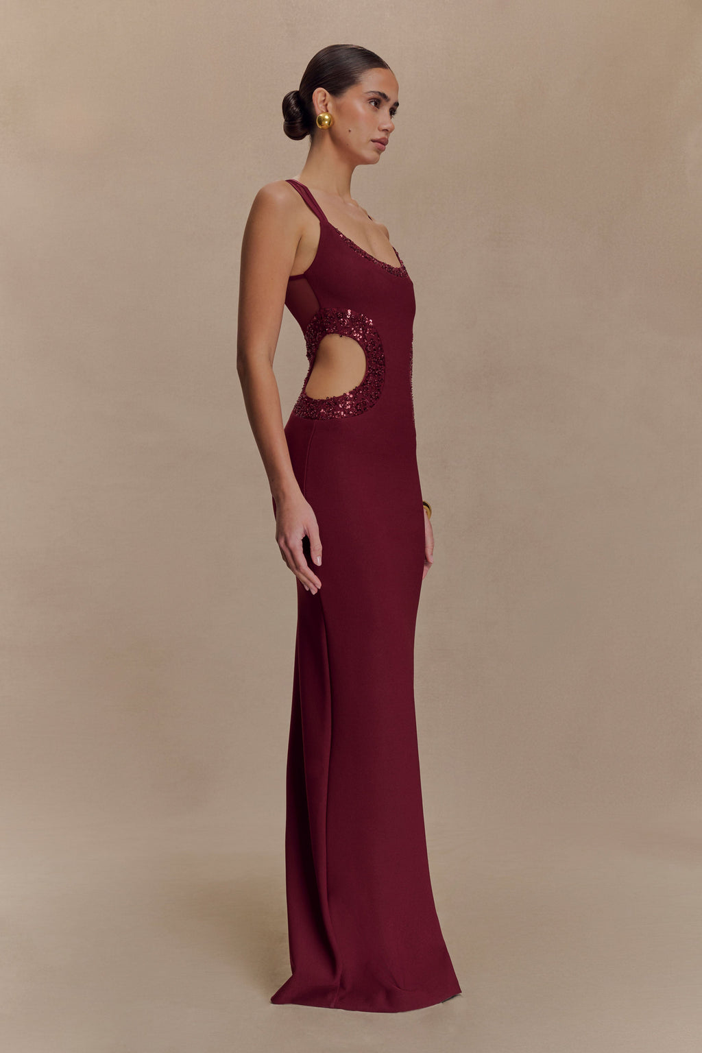 Angelique Beaded Crepe Maxi Dress