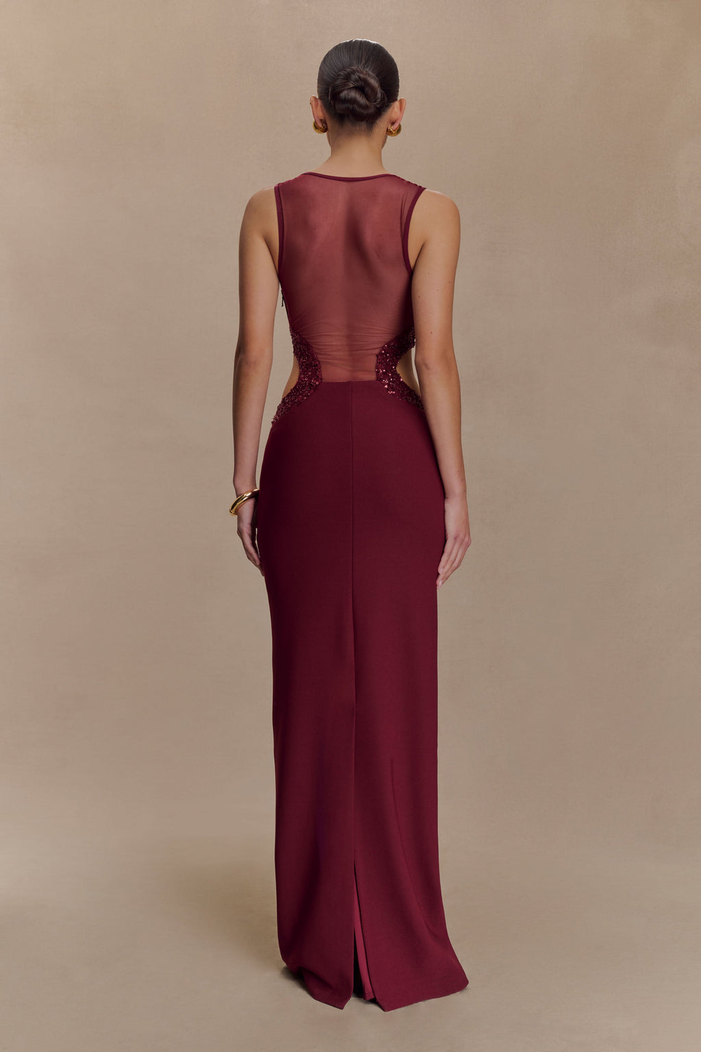 Angelique Beaded Crepe Maxi Dress