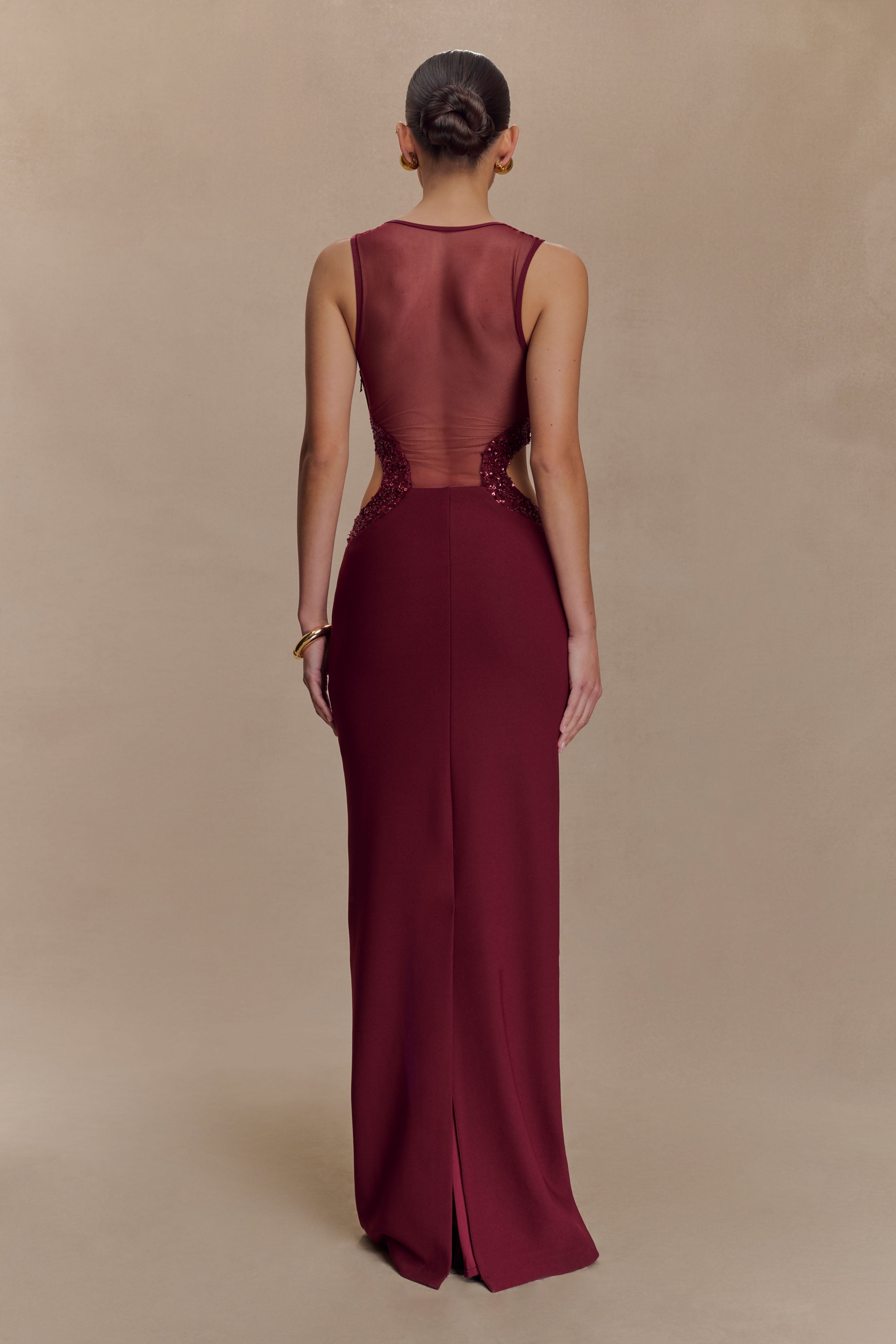 Angelique Beaded Crepe Maxi Dress