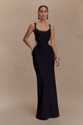Angelique Beaded Crepe Maxi Dress