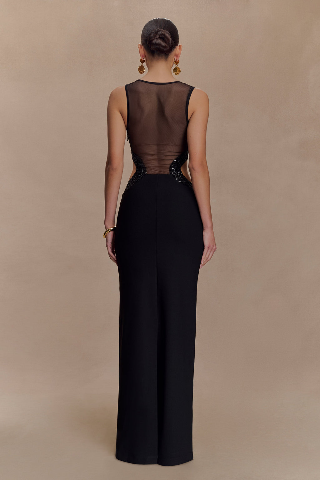 Angelique Beaded Crepe Maxi Dress