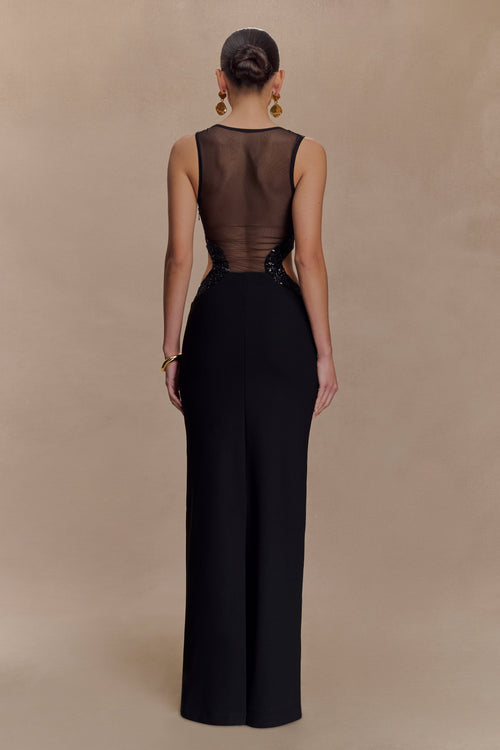 Angelique Beaded Crepe Maxi Dress