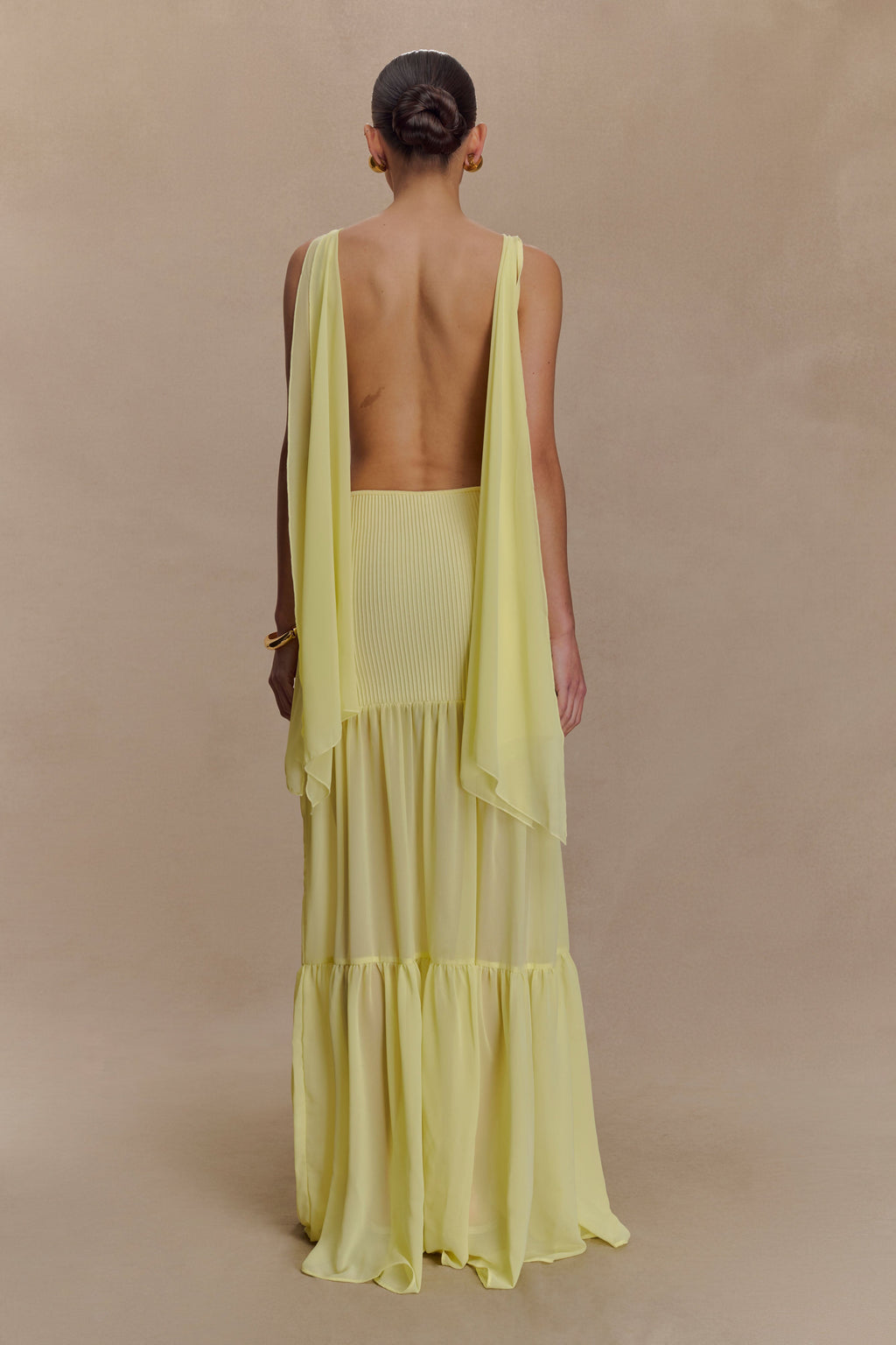 Haille Knit Chiffon Maxi Dress in Lemon – Chic&Drifts