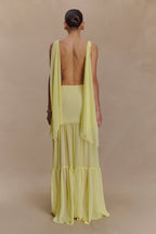 Haille Knit Chiffon Maxi Dress in Lemon – Chic&Drifts