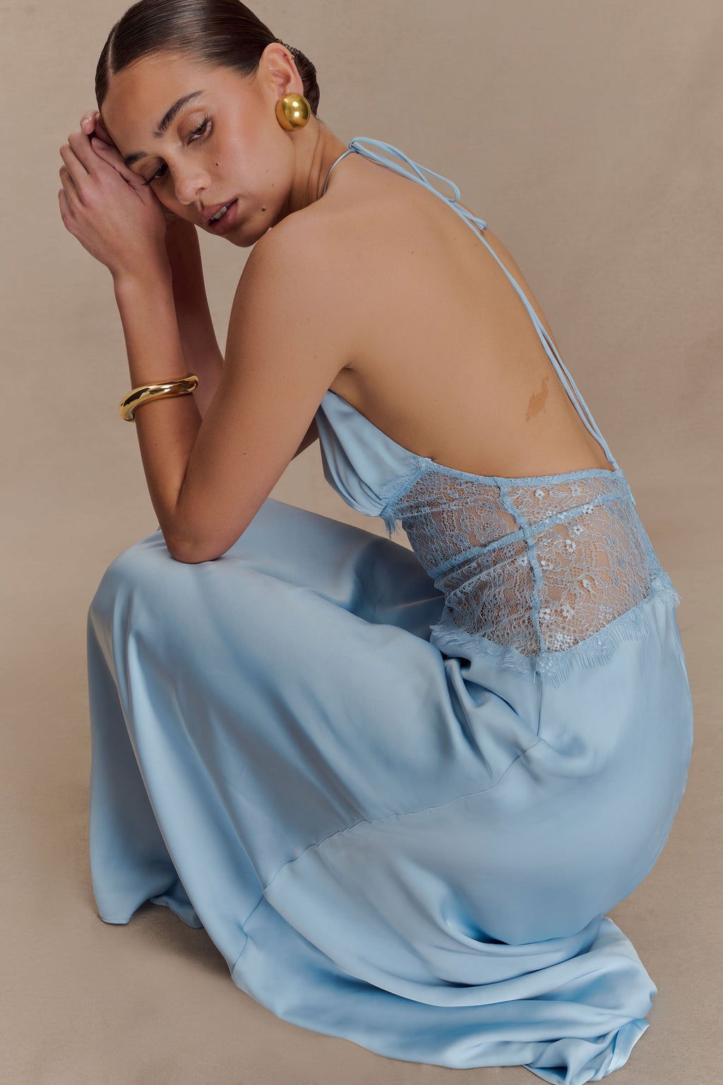 Dinah Lace And Satin Maxi Dress