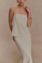 Casey Linen Corded Embroidered Linen Top in Natural – Chic&Drifts