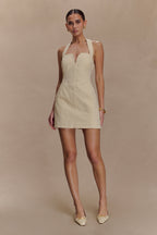 Ebony Embroidered Denim Mini Dress in Cream – Chic&Drifts
