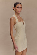Ebony Embroidered Denim Mini Dress in Cream – Chic&Drifts