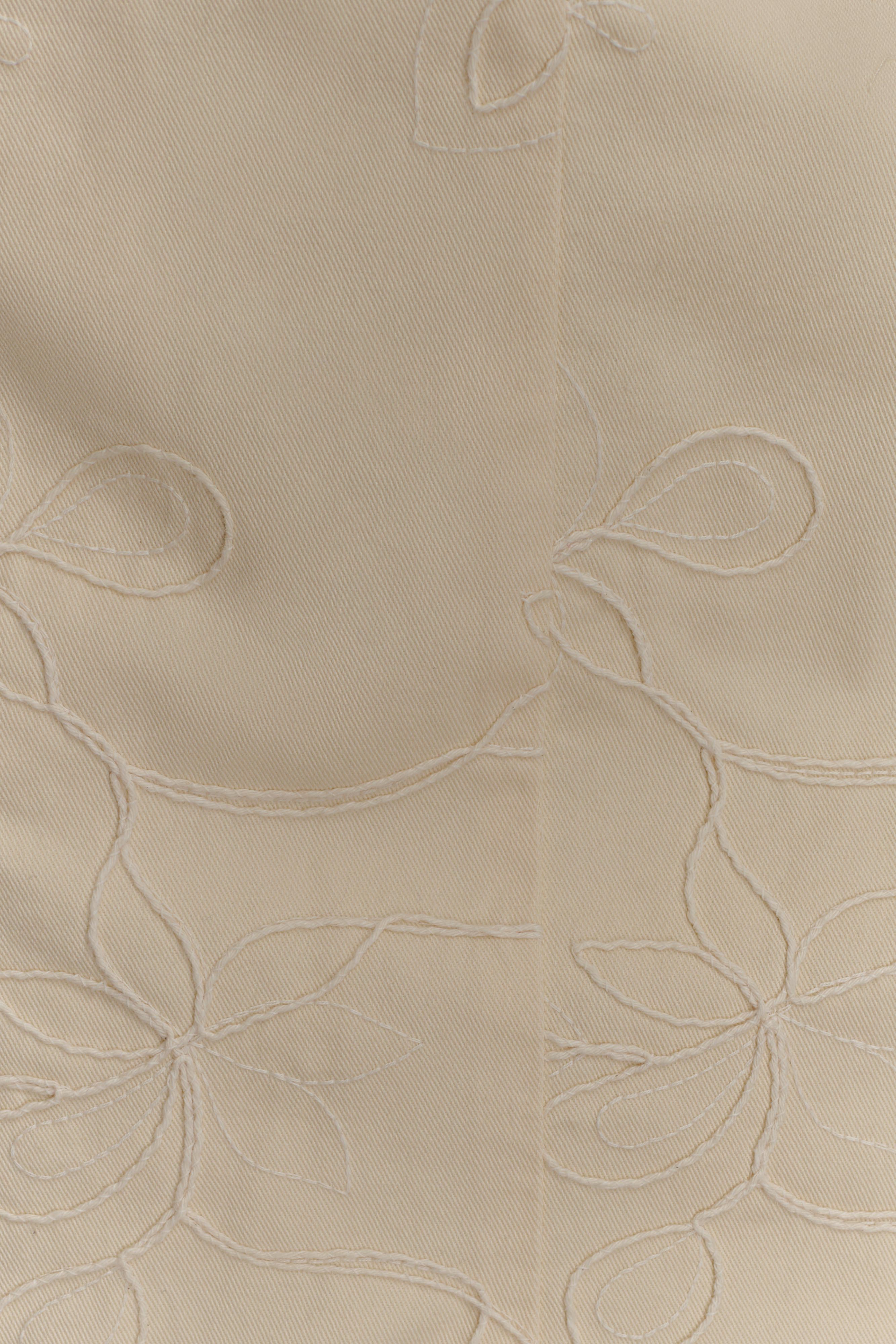 Ebony Embroidered Denim Mini Dress in Cream – Chic&Drifts