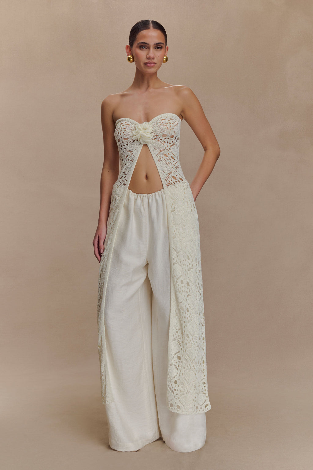 Aeline Strapless Crochet Knit Top in Ivory – Chic&Drifts