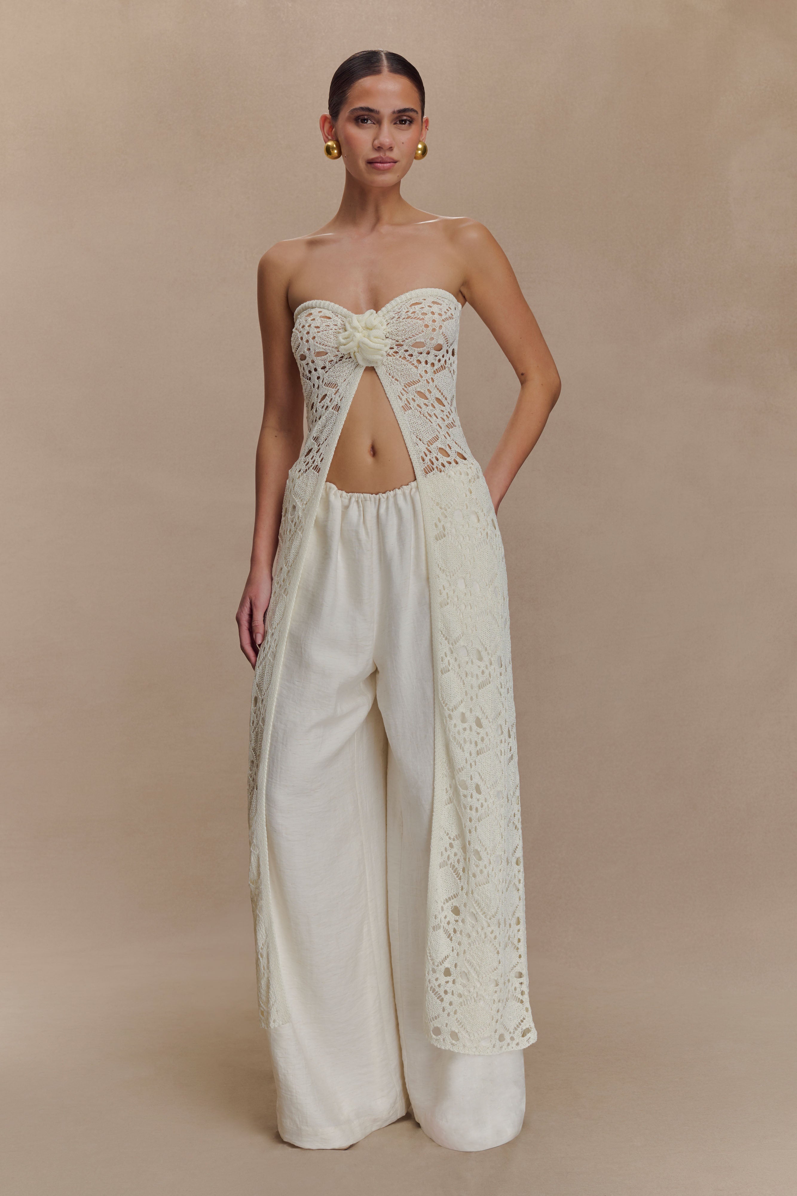 Aeline Strapless Crochet Knit Top in Ivory – Chic&Drifts