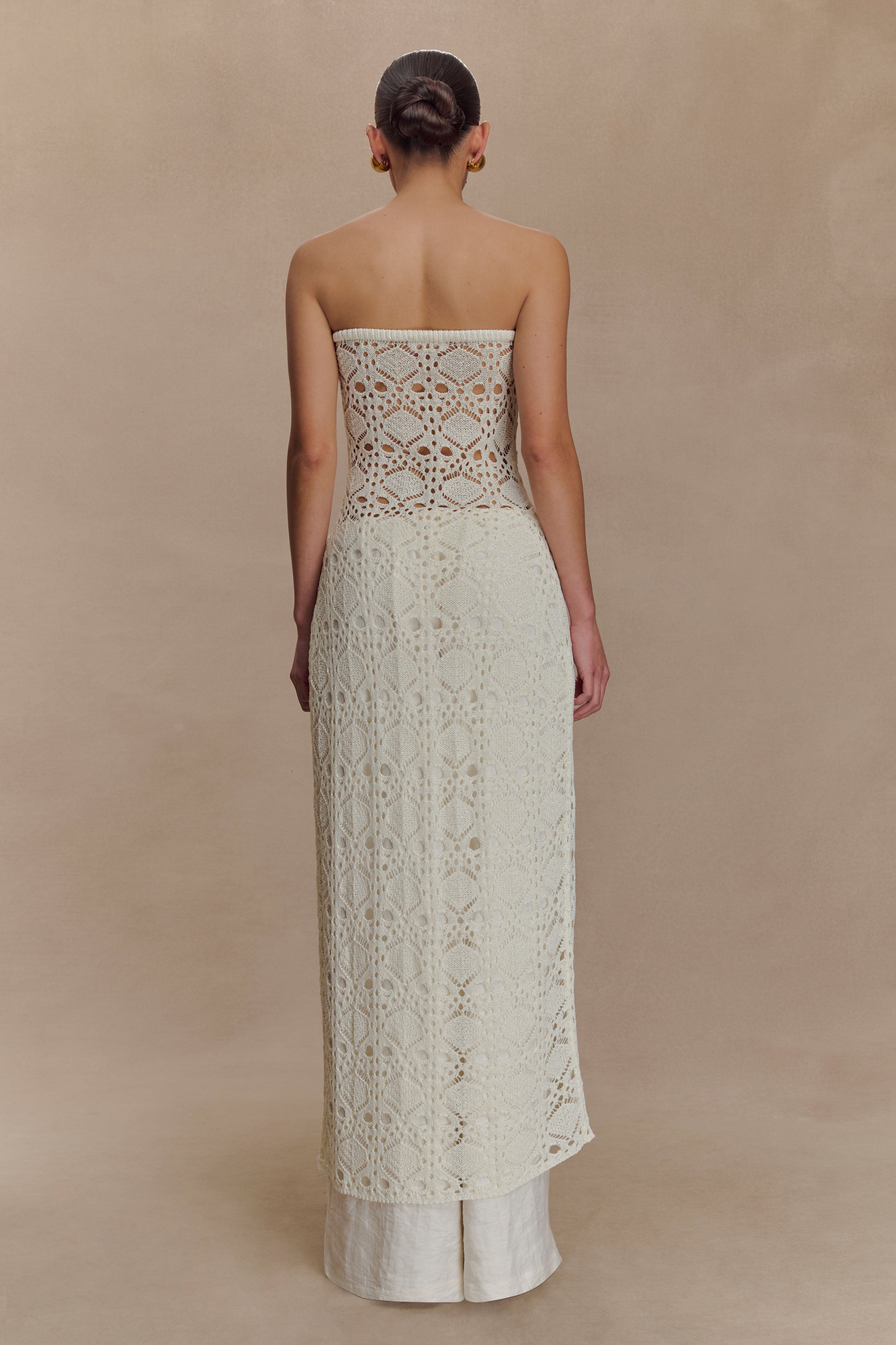 Aeline Strapless Crochet Knit Top in Ivory – Chic&Drifts