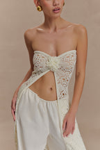 Aeline Strapless Crochet Knit Top in Ivory – Chic&Drifts