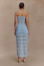 Aeline Strapless Crochet Knit Top in Sky Blue – Chic&Drifts