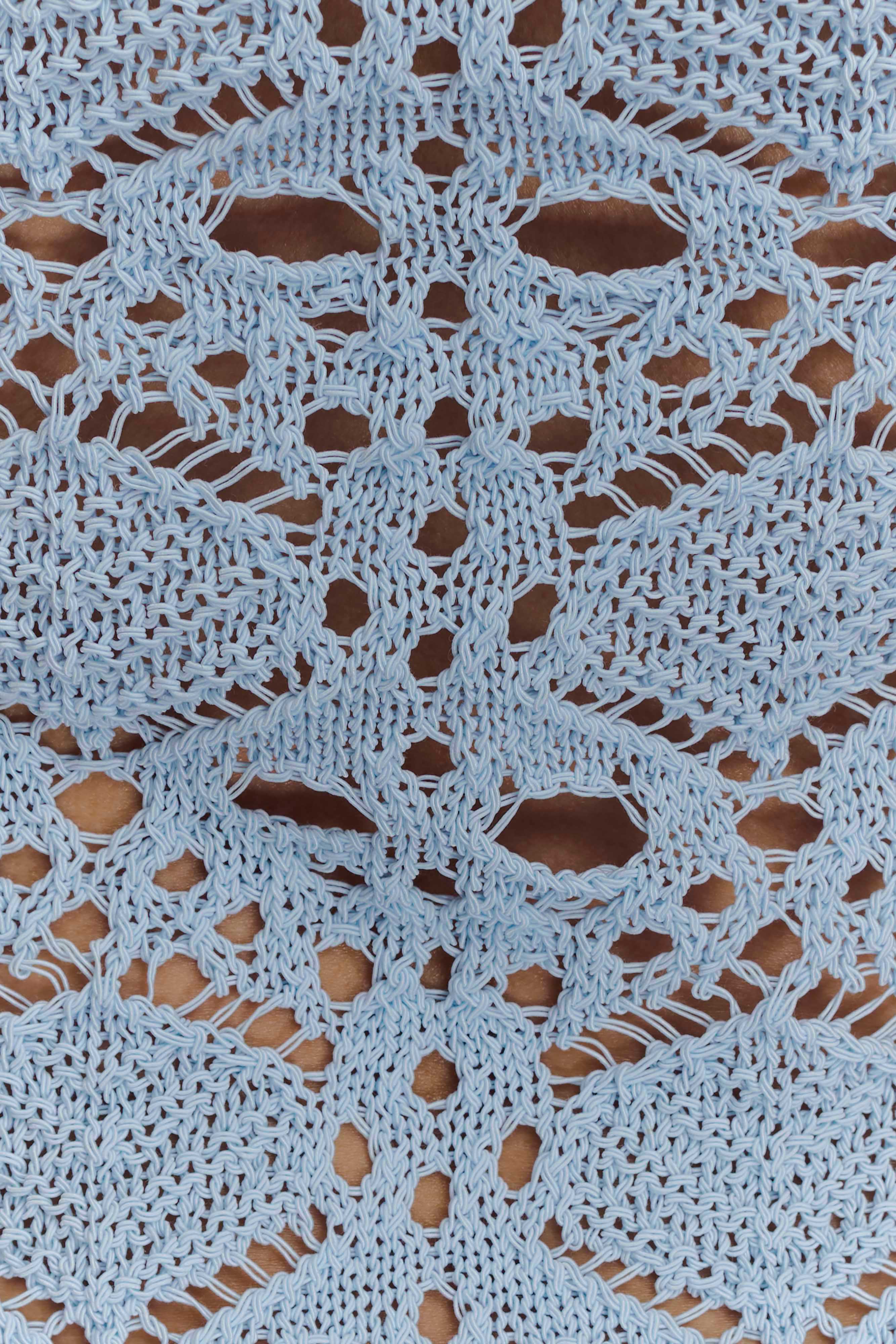 Aeline Strapless Crochet Knit Top in Sky Blue – Chic&Drifts