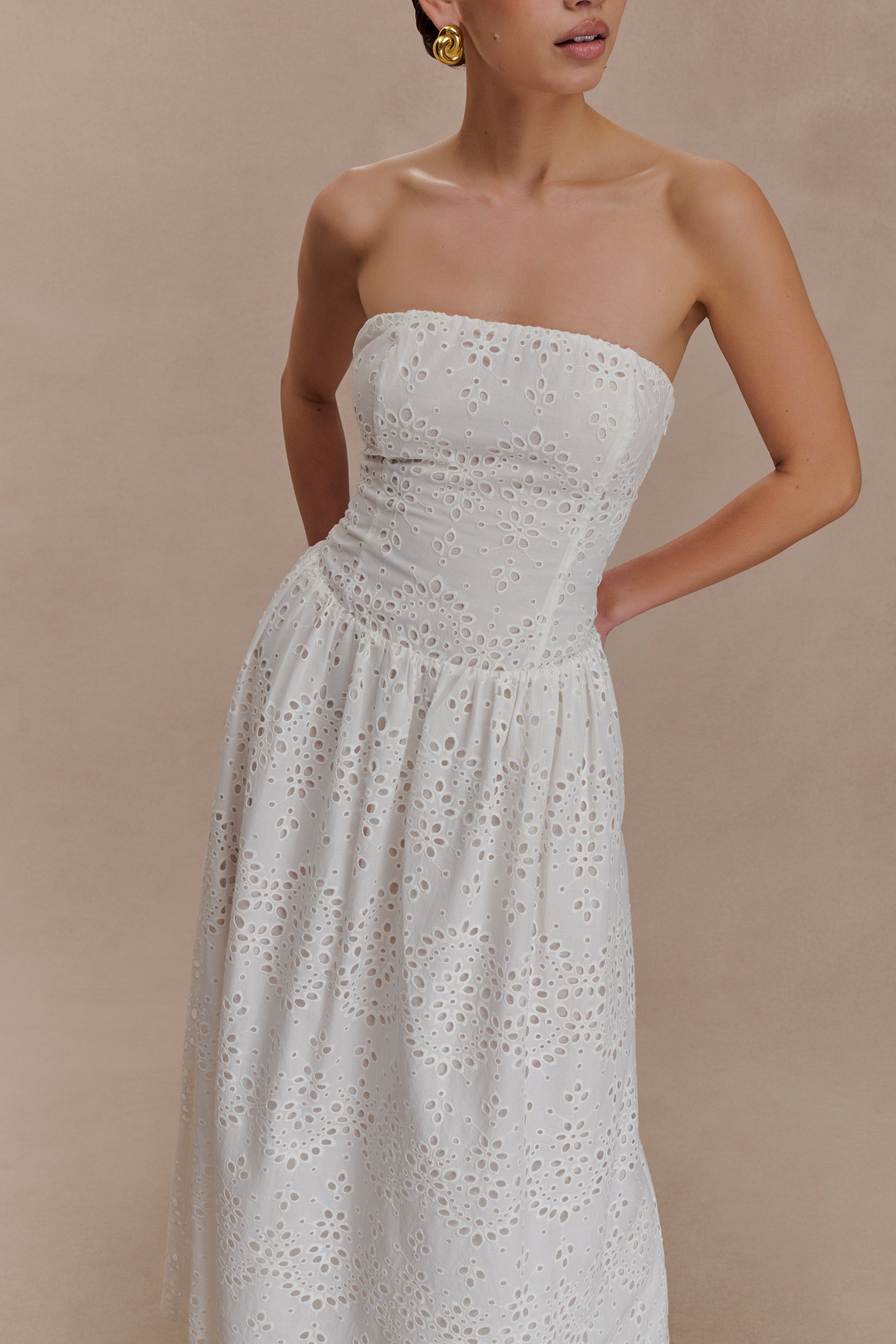 Maureen Broderie Strapless Maxi Dress