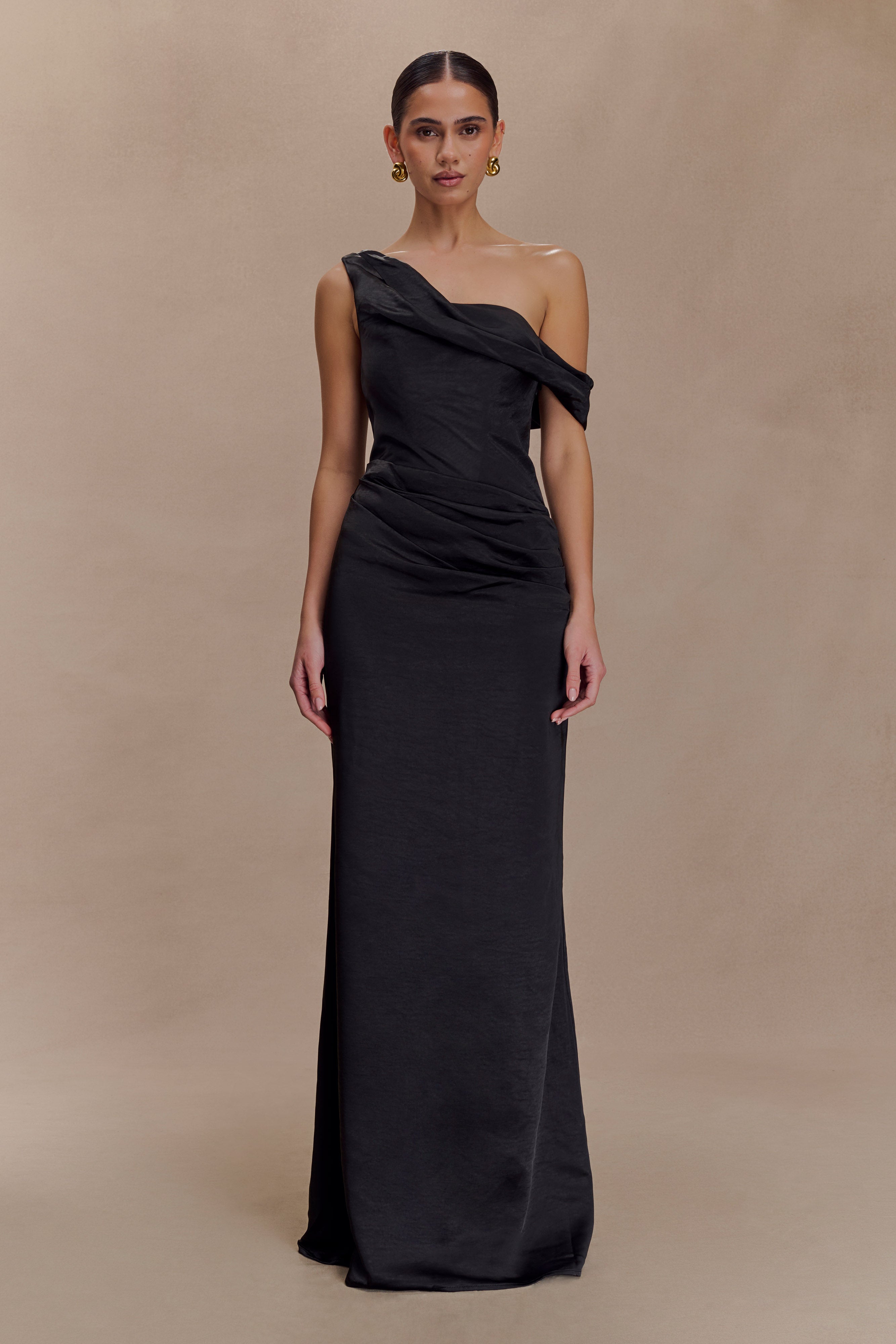 Dalia Off Shoulder Satin Maxi Dress