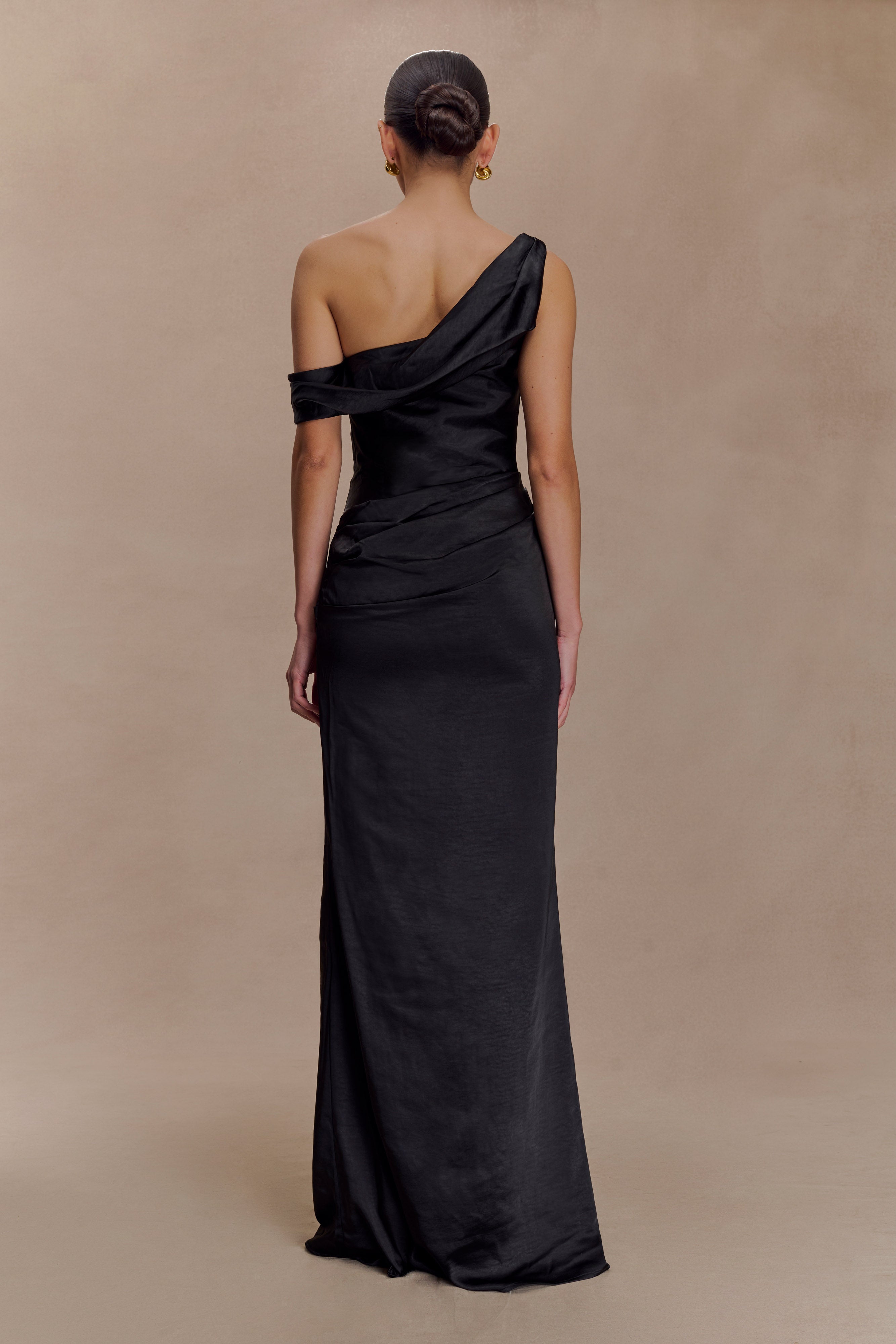 Dalia Off Shoulder Satin Maxi Dress