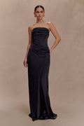 Jasmine Strapless Satin Maxi Dress