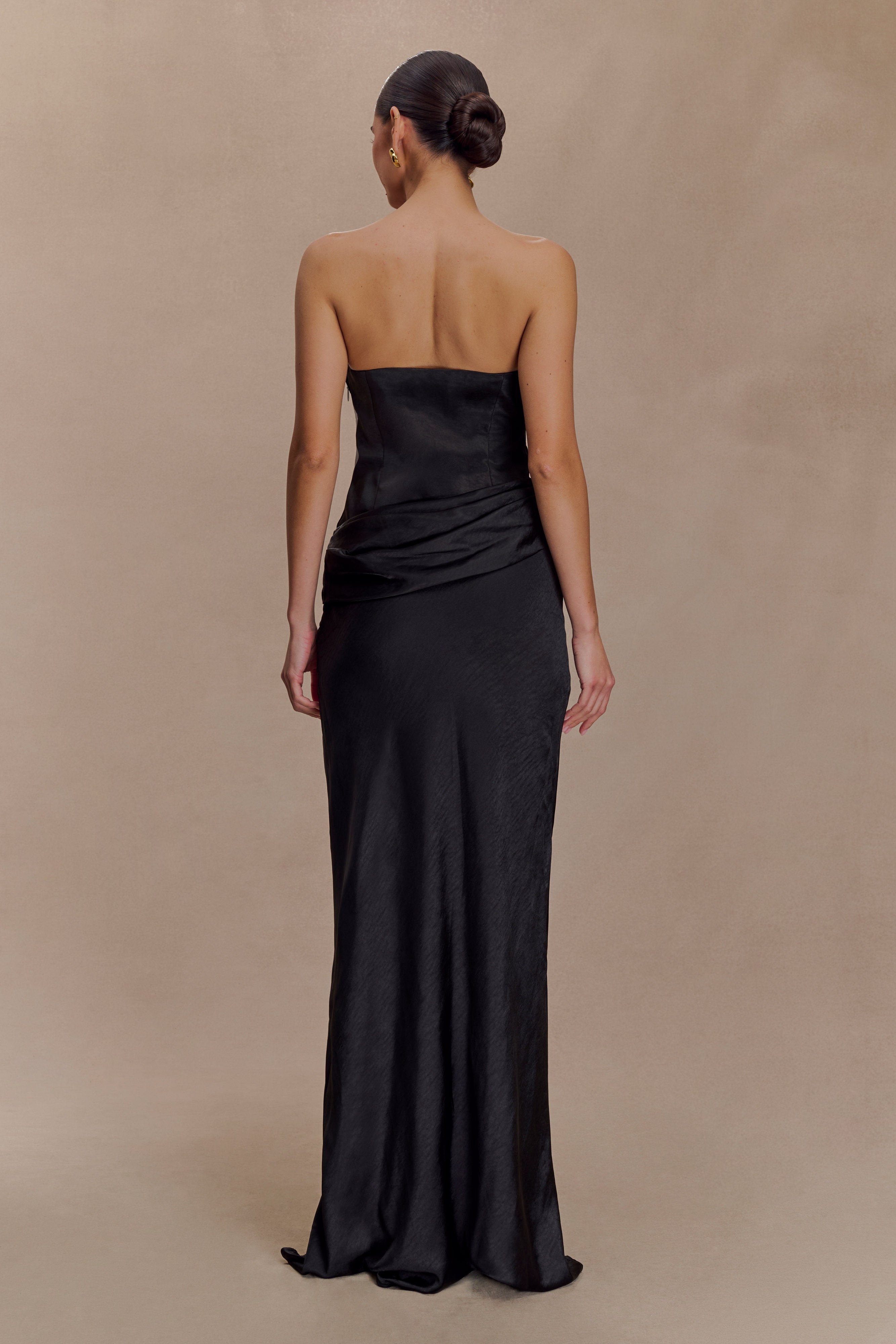 Jasmine Strapless Satin Maxi Dress