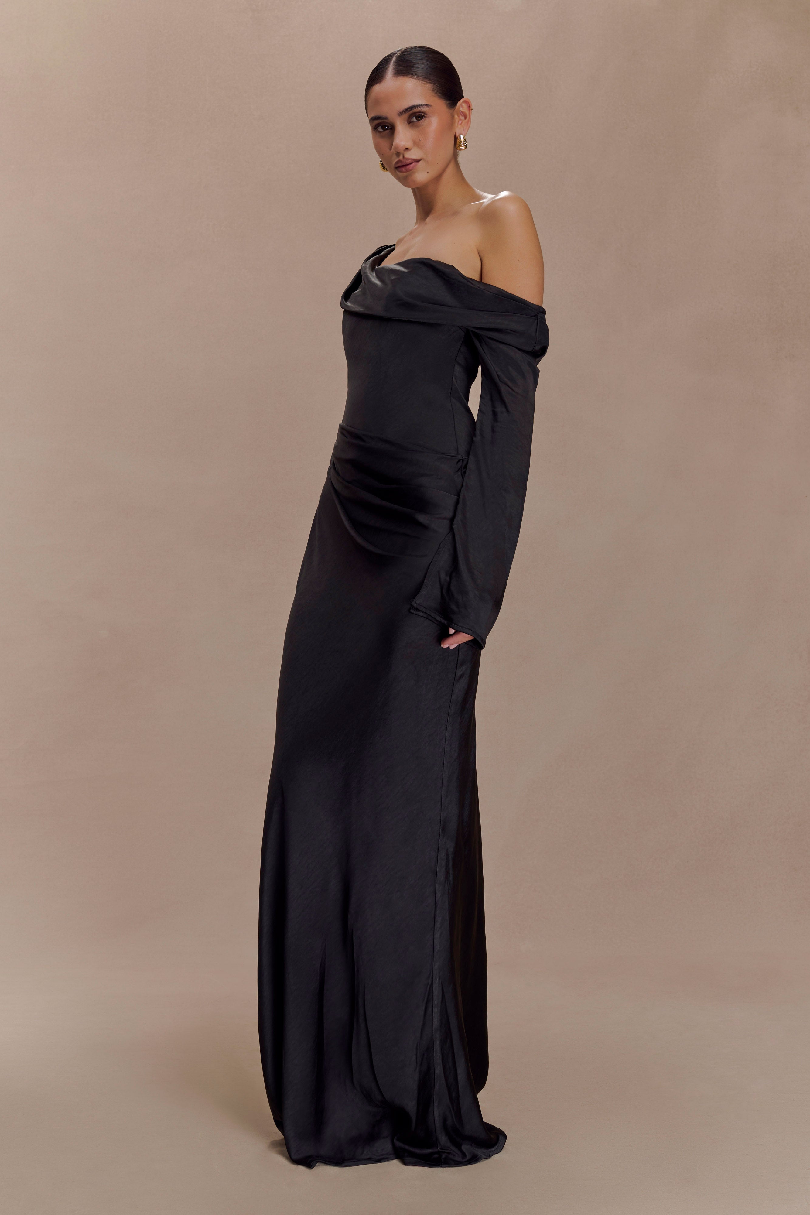 Iris Long Sleeve Satin Maxi Dress