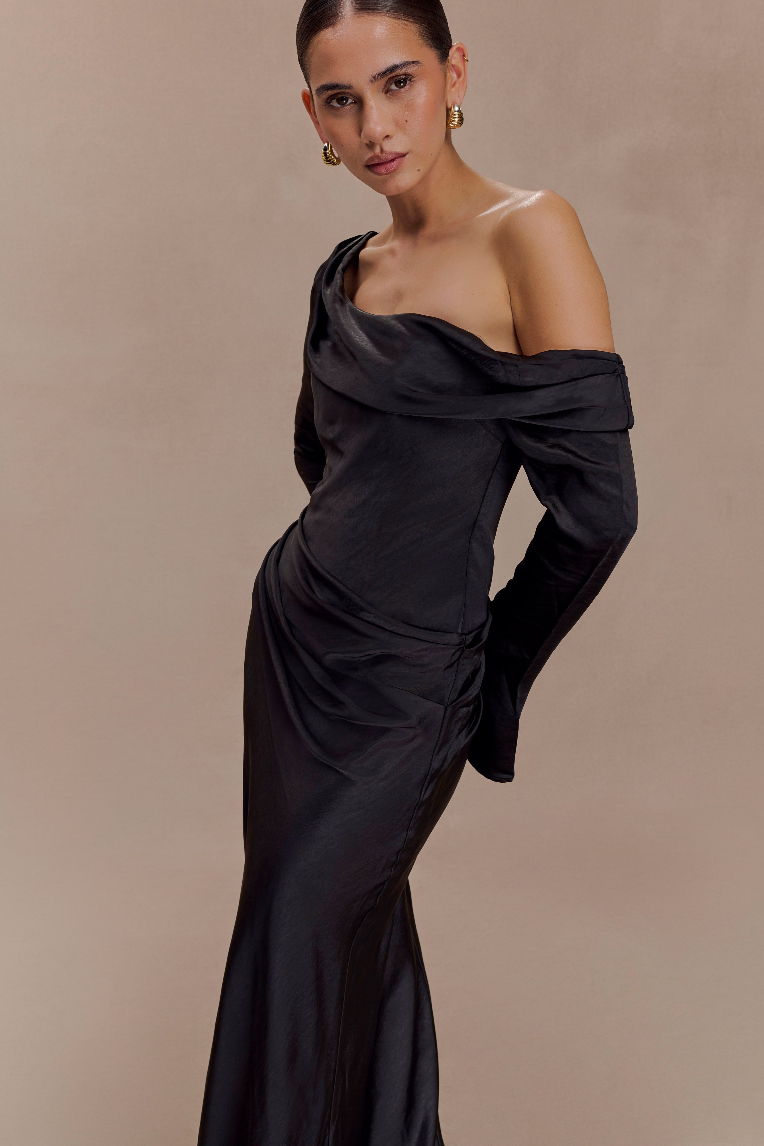 Iris Long Sleeve Satin Maxi Dress