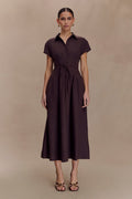 Aysha Buttoned Linen Midi Dress